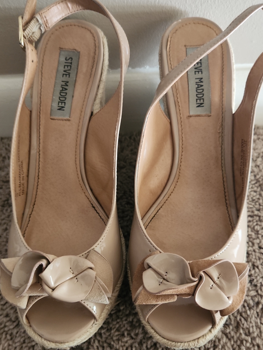 Steve Madden Blush Patent Slingback Wedge Sandals